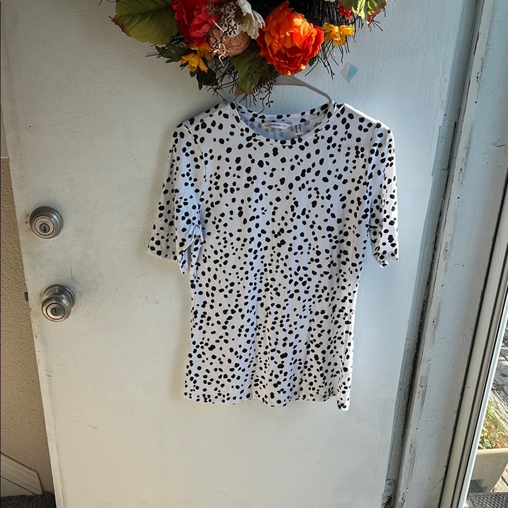Isaac Mizrahi Black and White Polka Dot Top